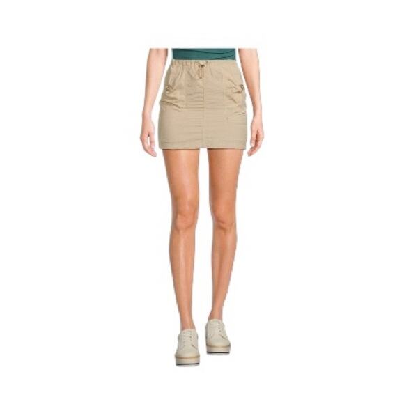 Honey & Sparkle Nylon Cargo Skirt Tan Beige Khaki Mini Skirt Size Medium - Picture 1 of 7